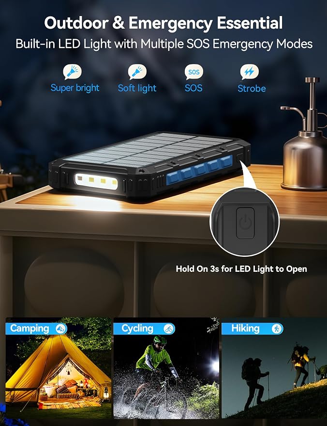Solar-Charger-Power-Bank - 20000mah Solar Powered Battery Charger Cell Phone - Image 6