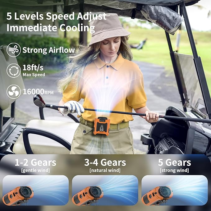 Socool 10000mAh Portable Waist Fan Clip on Wearable Belt Personal Fan - Image 2