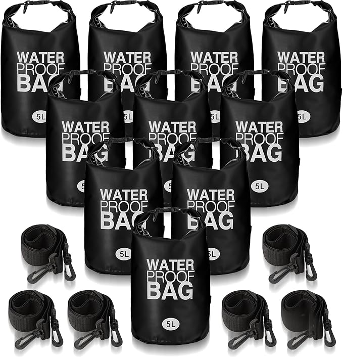 Jexine 10 Pack Dry Bag Waterproof, 5L Ultralight Dry Sacks Roll Top Storage Bag by Jexine