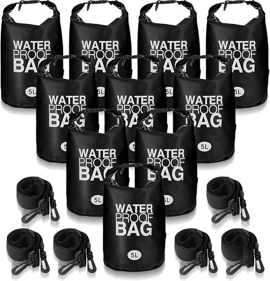 Jexine 10 Pack Dry Bag Waterproof, 5L Ultralight Dry Sacks Roll Top Storage Bag by Jexine