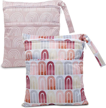 2pcs Cloth Diaper Wet Dry Bags Waterproof Reusable by Welcometoeaxin