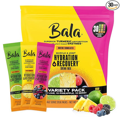 Bala Total Body Wellness Drink Mix, Hydrate & Recover Variety Pack, Lime & Berry by BALA