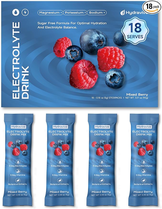 Hydration Electrolyte Powder 18 Packs – Sugar Free Liquid Daily IV Drink Mix | 1 by Hydravive
