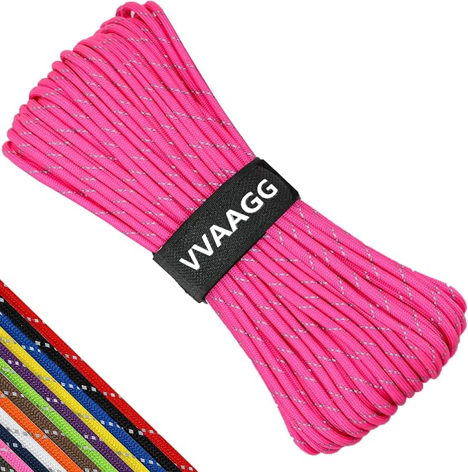 VVAAGG Reflective Paracord Rope 100FT, 7 Strand Nylon para Cord Lanyard Utility by ParacordSpecialist