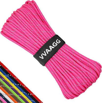 VVAAGG Reflective Paracord Rope 100FT, 7 Strand Nylon para Cord Lanyard Utility by ParacordSpecialist
