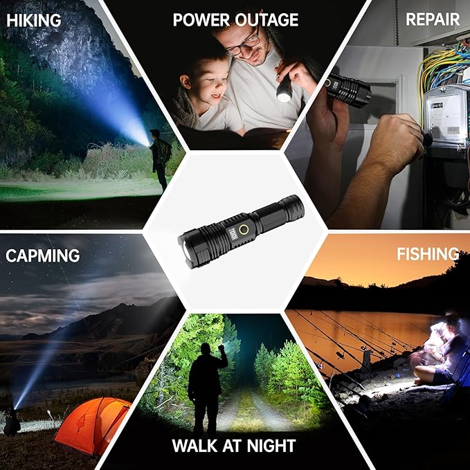 Flashlights High Lumens Rechargeable, 000LM LED Super Bright Flash Light - Image 8