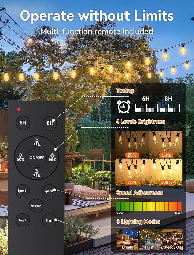 Brightever 120FT Solar String Lights Outdoor Waterproof, Patio Lights Solar - Image 4