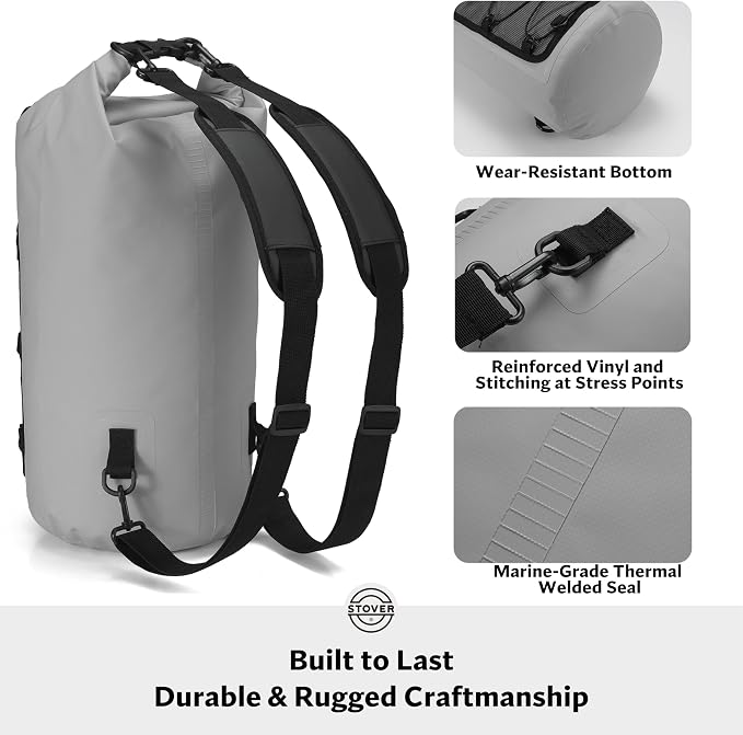 STOVER 5/10/25/30/40/55L Waterproof Dry Bag- Roll-Top Backpack w/Phone Case- - Image 4