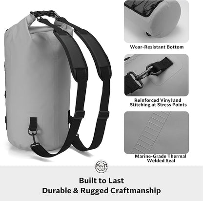 STOVER 5/10/25/30/40/55L Waterproof Dry Bag- Roll-Top Backpack w/Phone Case- - Image 4
