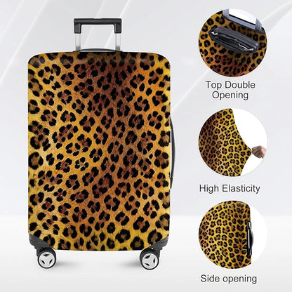 ANNA QUEEN Vintage Leopard Pattern Travel Luggage Cover -Stretchable Airplane - Image 2
