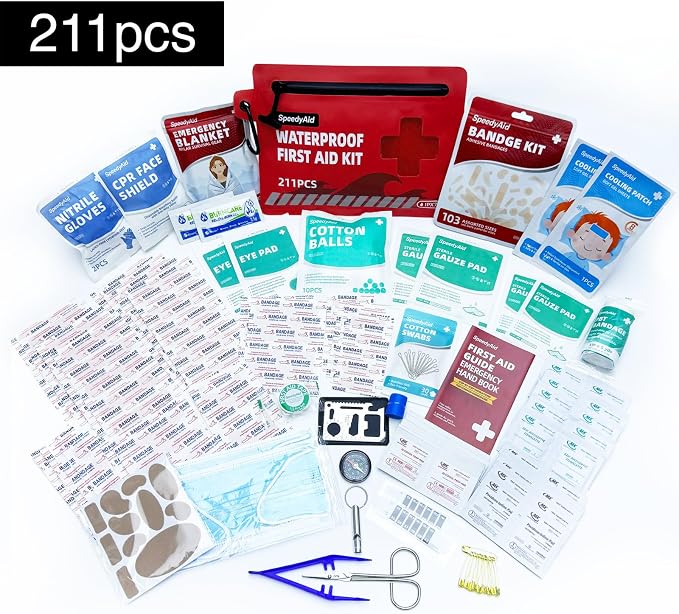 211 PCS Waterproof First Aid Kit, IPX7 Rated Dry Bag - Image 6