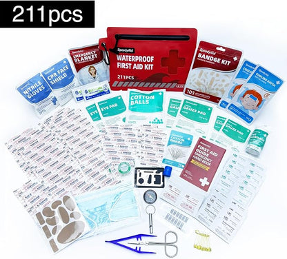 211 PCS Waterproof First Aid Kit, IPX7 Rated Dry Bag - Image 6