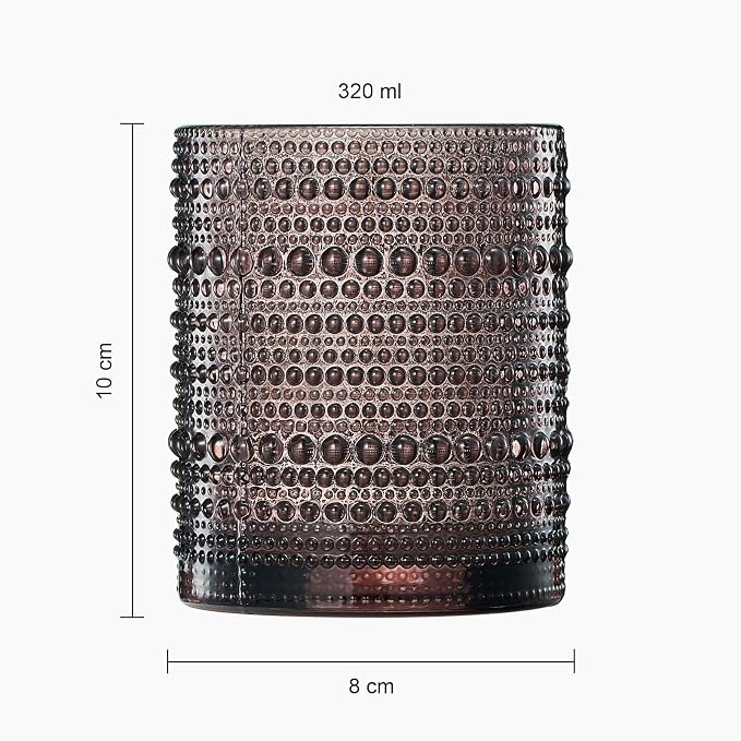 Khen Hobnail Beaded Highball Drinking Tumbler Glasses | Set of 6 | Color - Image 5