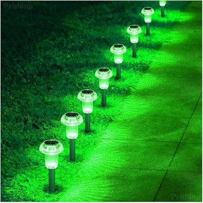 Priddop Solar Lights Outdoor Pathway Waterproof 8 Pack Green Stake LED Green - Image 7