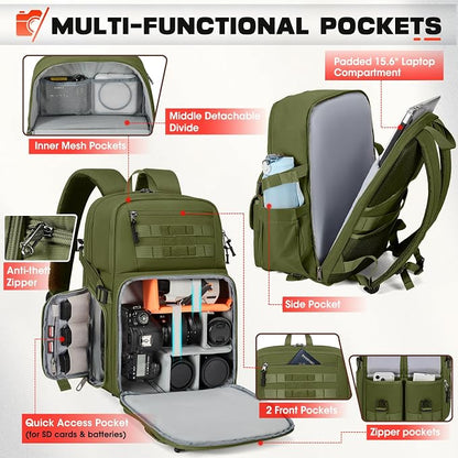 RAINSMORE Camera Bag Backpack for DSLR/SLR/Mirrorless Camera Bags for - Image 2