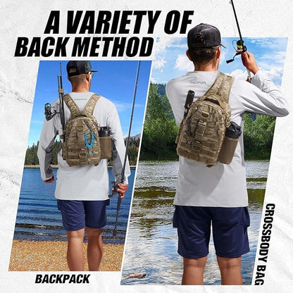 Piscifun Fishing Backpack with Rod Holder, Lightweight Sling Bag Storge Gear - Image 2