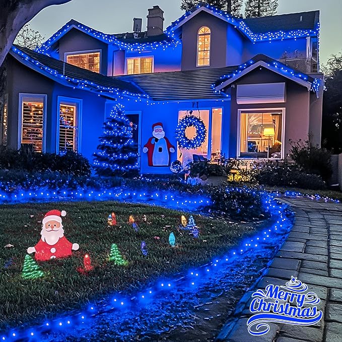JMEXSUSS 600 LED Blue Solar Christmas Lights, 206.7ft Blue Christmas Lights - Image 2