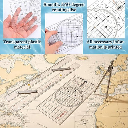 3 Pcs Basic Navigation Set, Include 16 Inch Parallel Ruler - Image 5