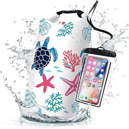 Waterproof Dry Bag, Roll Top Sea Turtle Coral Starfish Small Waterproof by Cliduli