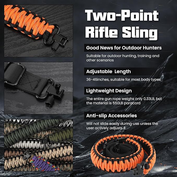 Double Braide 550LB Shotgun Sling 2 Point Paracord Rifle Sling, Non-Slip - Image 4