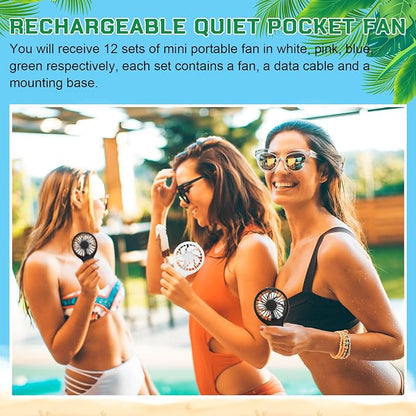 Woanger 12 Pcs Mini Handheld Fan Bulk 3 Speed USB Electric Battery Operated - Image 6