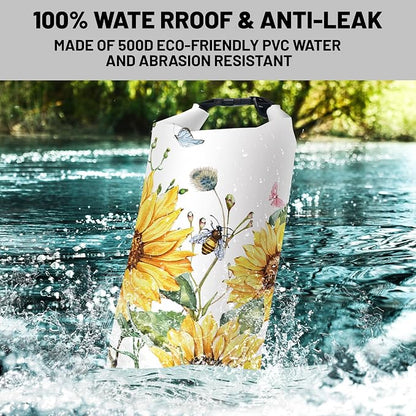 Waterproof Dry Bag, Roll Top Summer Sunflowers Waterproof Backpack 5L/10L/20L - Image 2