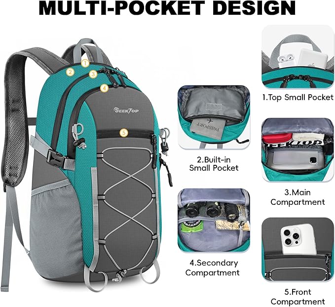 Seektop 20L Foldable Waterproof Hiking Backpack, Ultralight Small Lightweight - Image 4