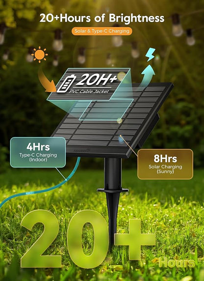 Minetom 100FT Solar-String-Lights-Outdoor-Waterproof, 31+2LED S14 Shatterproof - Image 2