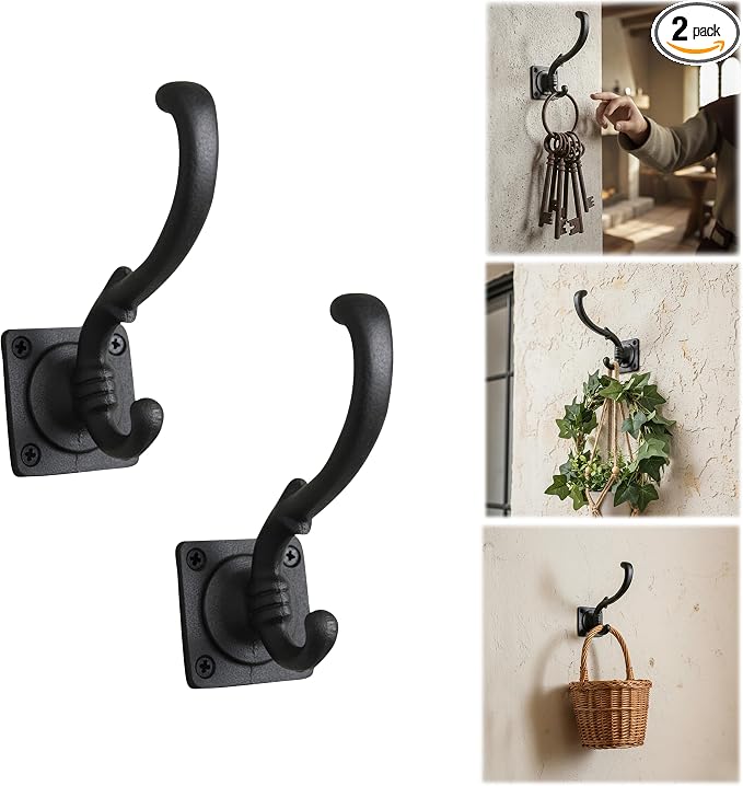 Mystic Colonial Medieval Wall Hooks Hand-Forged Black Coated | Rustic by SaKeGa