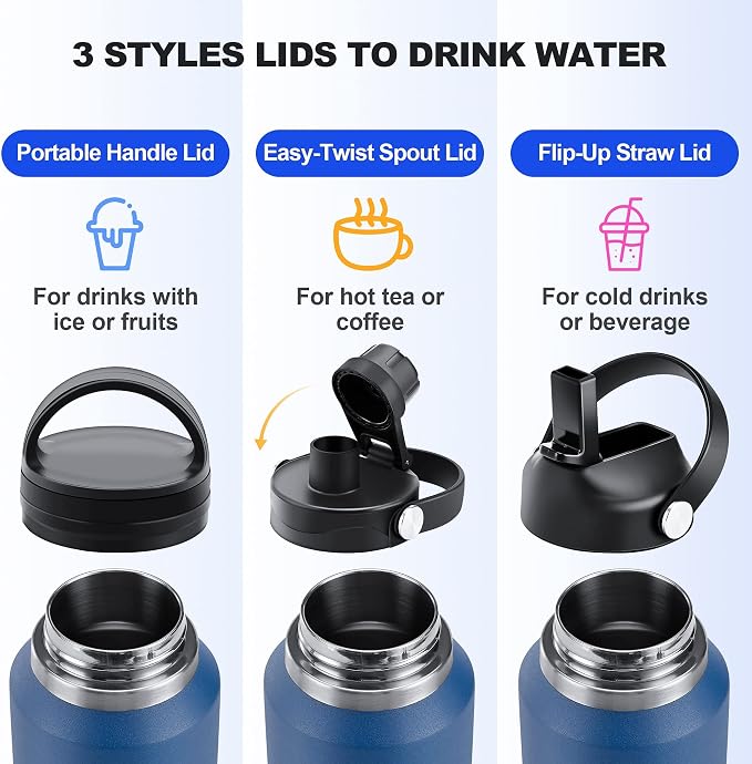 HYDROWION Insulated Water Bottles, Water Bottle fits in Car Cup Holder - Image 5