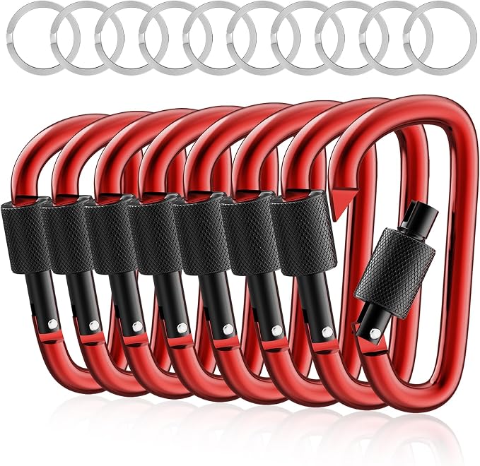 sprookber 3" Locking Carabiners | Keychain Carbineers D Ring Key Clip Spring by Sprookber