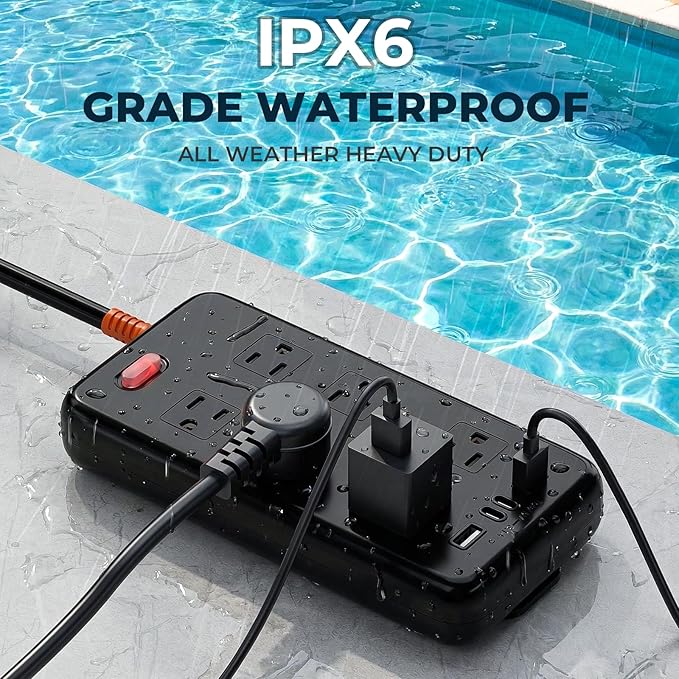Outdoor Power Strip Weatherproof, IPX6 Waterproof Surge Protector - Image 2