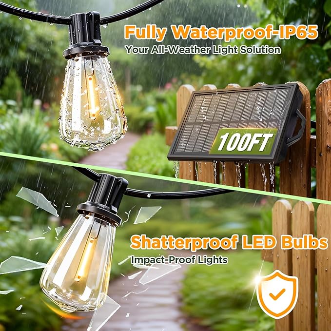 100FT Solar String Lights Outdoor Waterproof - Image 3