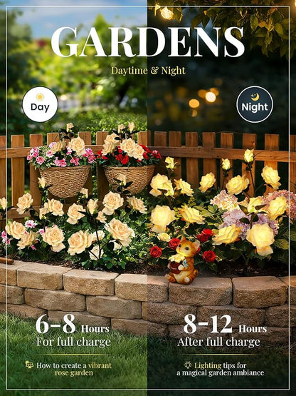 GIGALUMI Solar Lights Outdoor for Garden Decor, 3 Pack Solar Flower Lights - Image 4