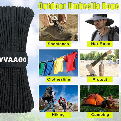 VVAAGG 1000 Black Paracord Rope, 50ft 12 Strand Parachute Cord - Image 7