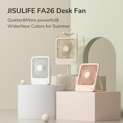 JISULIFE Small Desk Fan Battery Operated, 180° Foldable Portable Fan, 4 Speeds - Image 6