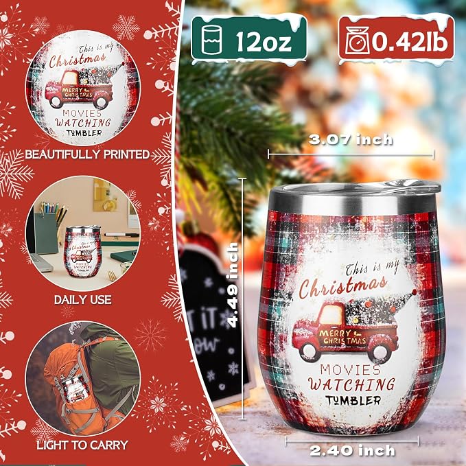 Christmas Wine Tumbler 12 oz Christmas Stainless Steel Wine Glass - Image 2