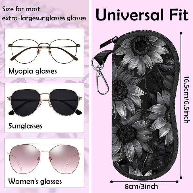 Glasses Case Sunglasses Eyeglass Soft Case Zipper Light Neoprene Pouch - Image 2