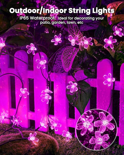 Brightown 60 LED Solar String Lights Flower Outdoor Waterproof Fairy Lights - Image 2