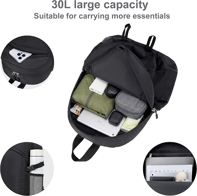Lightweight Hiking Backpack 30L Packable Foldable Daypack Collapsible Travel - Image 2
