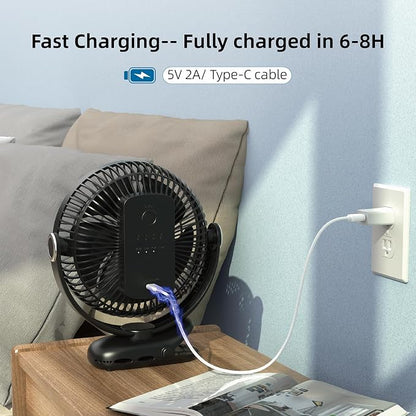 10000mAh 30hrs Portable Fan Rechargeable, 8-Inch Battery Operated Clip on Fan - Image 7