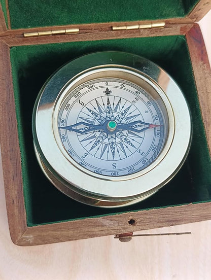 Vintage Brass Compass with Wooden Box – Antique Navigation Compass - Image 9