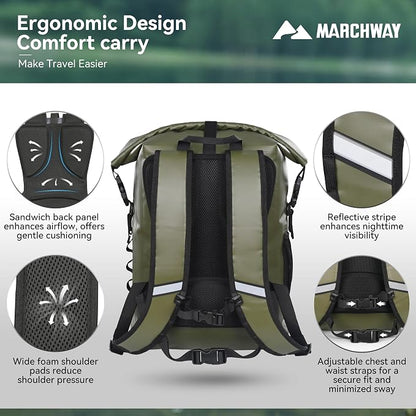MARCHWAY Roll Top Waterproof Backpack, Floating Dry Bag 20L/30L/45L - Image 3