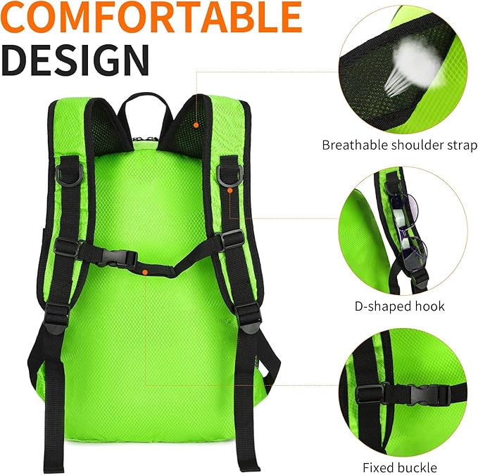 Small Hiking Daypack, 15L Water-Resistant Hiking Backpack Packable Lightweight - Image 6