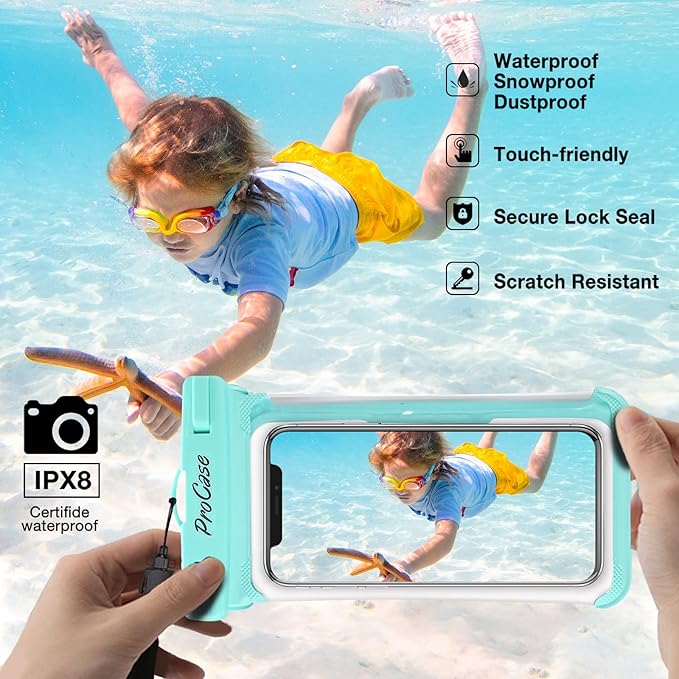 ProCase 2 Pack Waterproof Phone Pouch, Underwater Phone Case Up to 7", Dry Bag - Image 3
