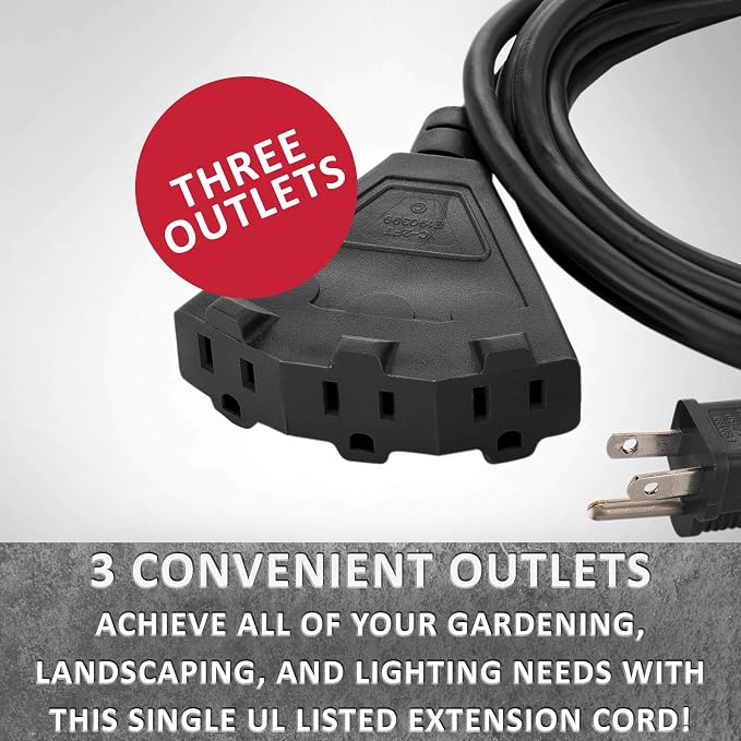 Holiday Lighting Outlet 15-Foot Black Extension Cord, 3-Prong Indoor & Outdoor - Image 6