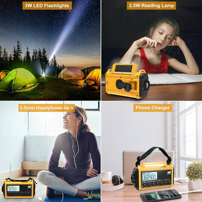 Raynic Emergency Radio, 5000mAh/18500mWh Weather Radio, Solar Hand Crank Radio - Image 3