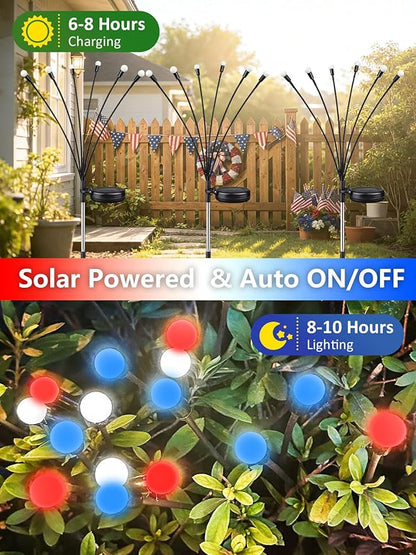 Upgraded 8 Pack Red White and Blue Solar Firefly Lights, 4th of July Solar - Image 5