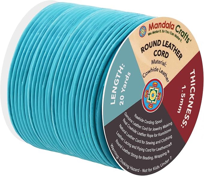 Mandala Crafts Round Genuine Turquoise Leather Cord by MandalaCrafts