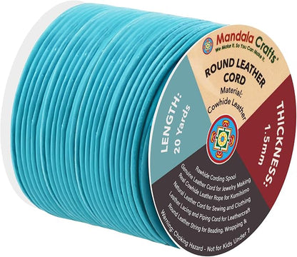 Mandala Crafts Round Genuine Turquoise Leather Cord by MandalaCrafts